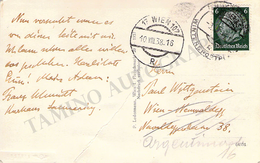 Schmidt, Franz - Autograph Note Signed 1938