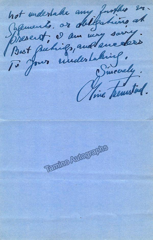 Fremstad, Olive - 2 Autograph Letters Signed - Image 3