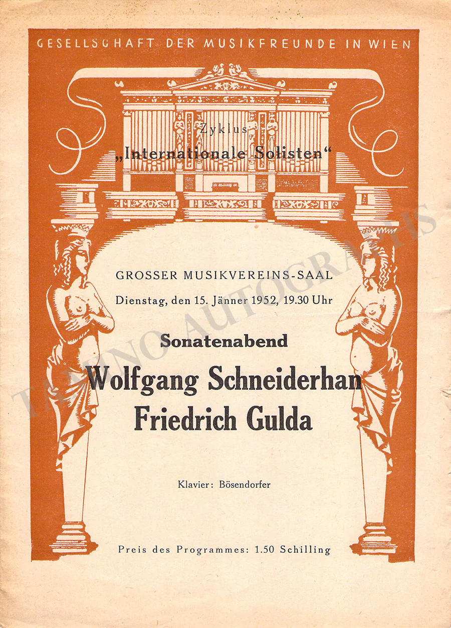 Gulda, Friedrich - Set of 8 Concert Programs Vienna 1946-1961
