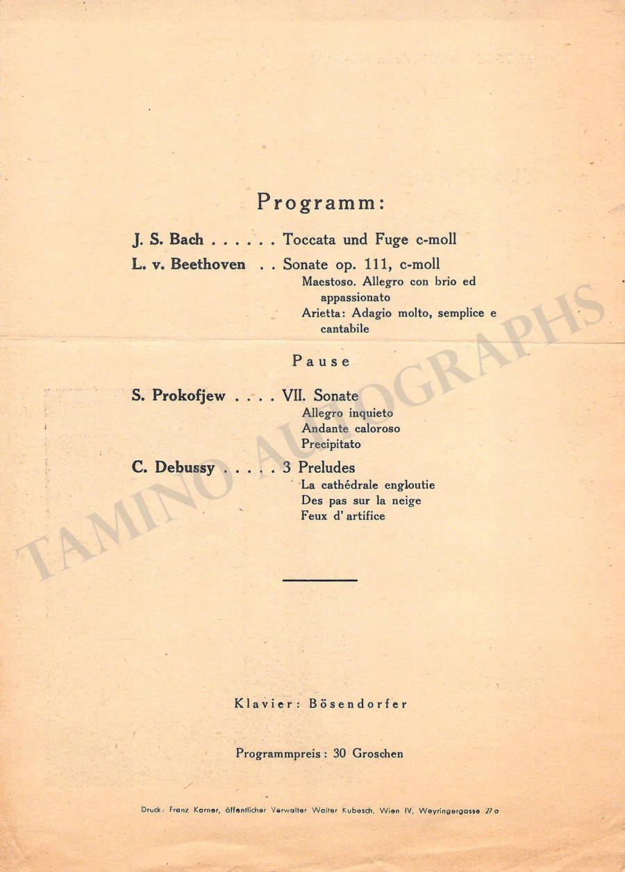 Gulda, Friedrich - Set of 8 Concert Programs Vienna 1946-1961 - Image 14