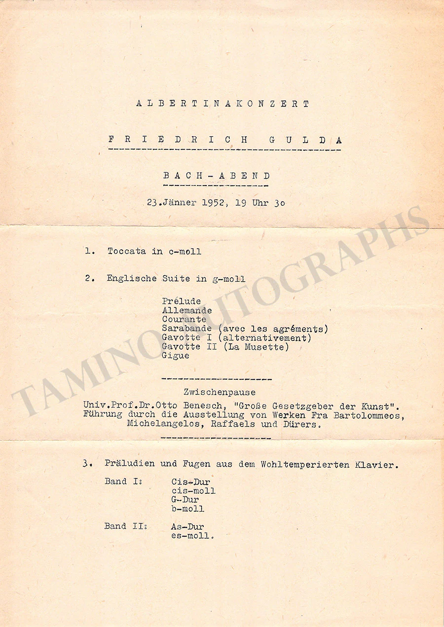 Gulda, Friedrich - Set of 8 Concert Programs Vienna 1946-1961 - Image 15