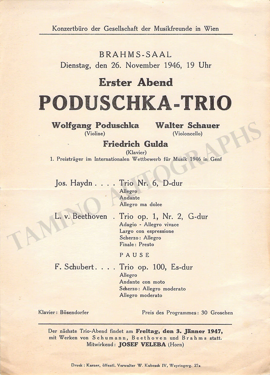 Gulda, Friedrich - Set of 8 Concert Programs Vienna 1946-1961 - Image 16