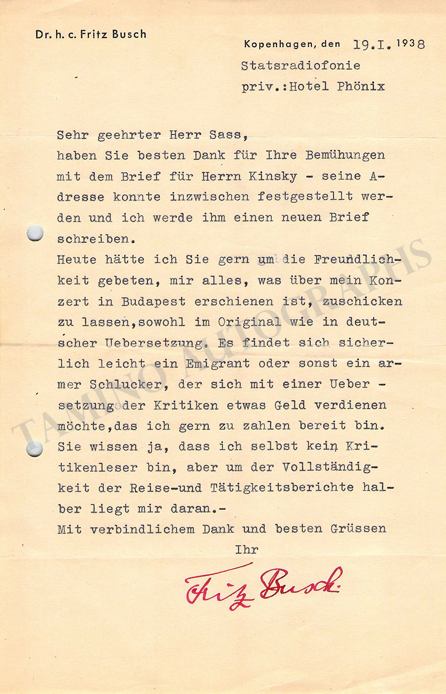 Busch, Fritz - Various Autographs - Image 5