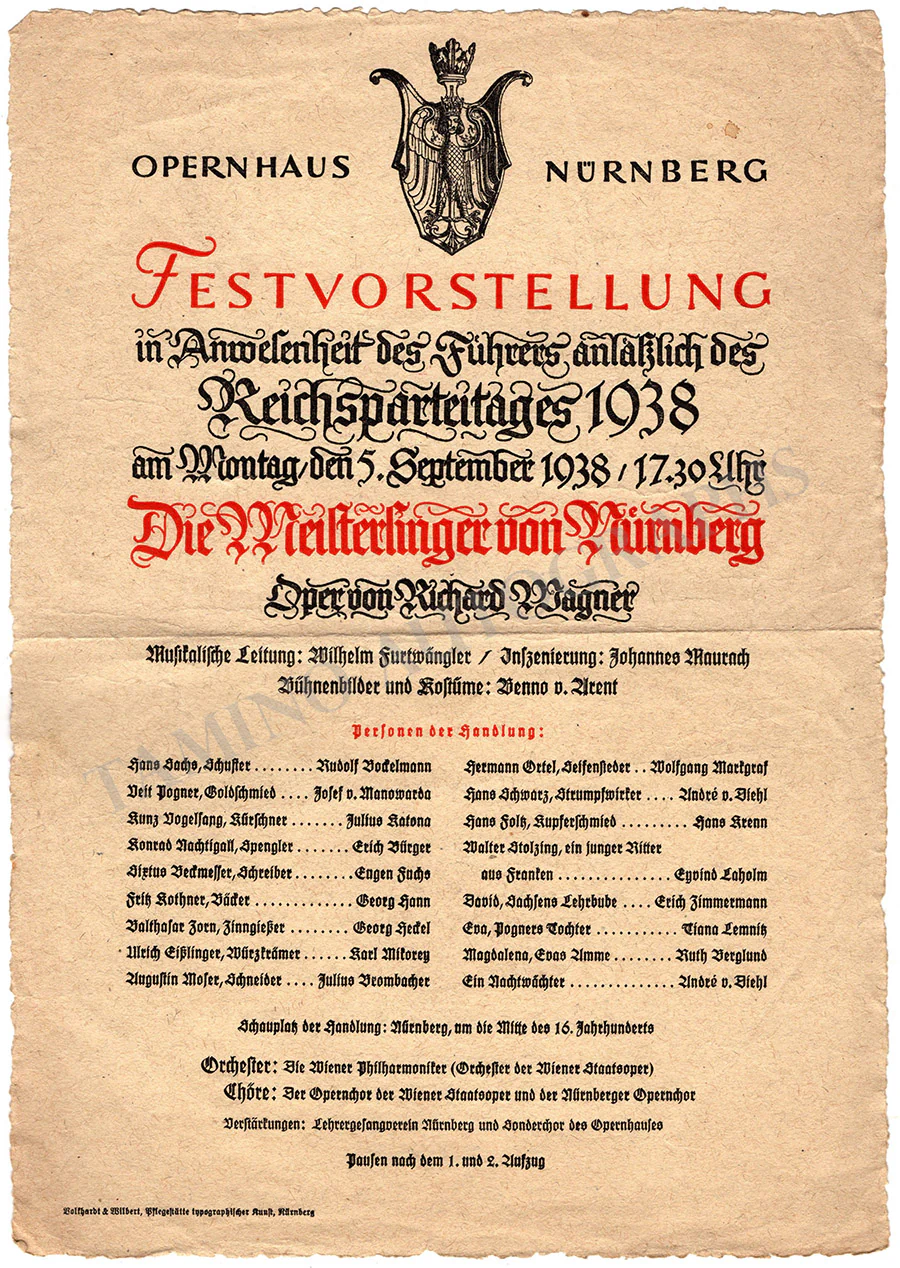 Furtwangler, Wilhelm - Reich Party Day Concert Program 1938