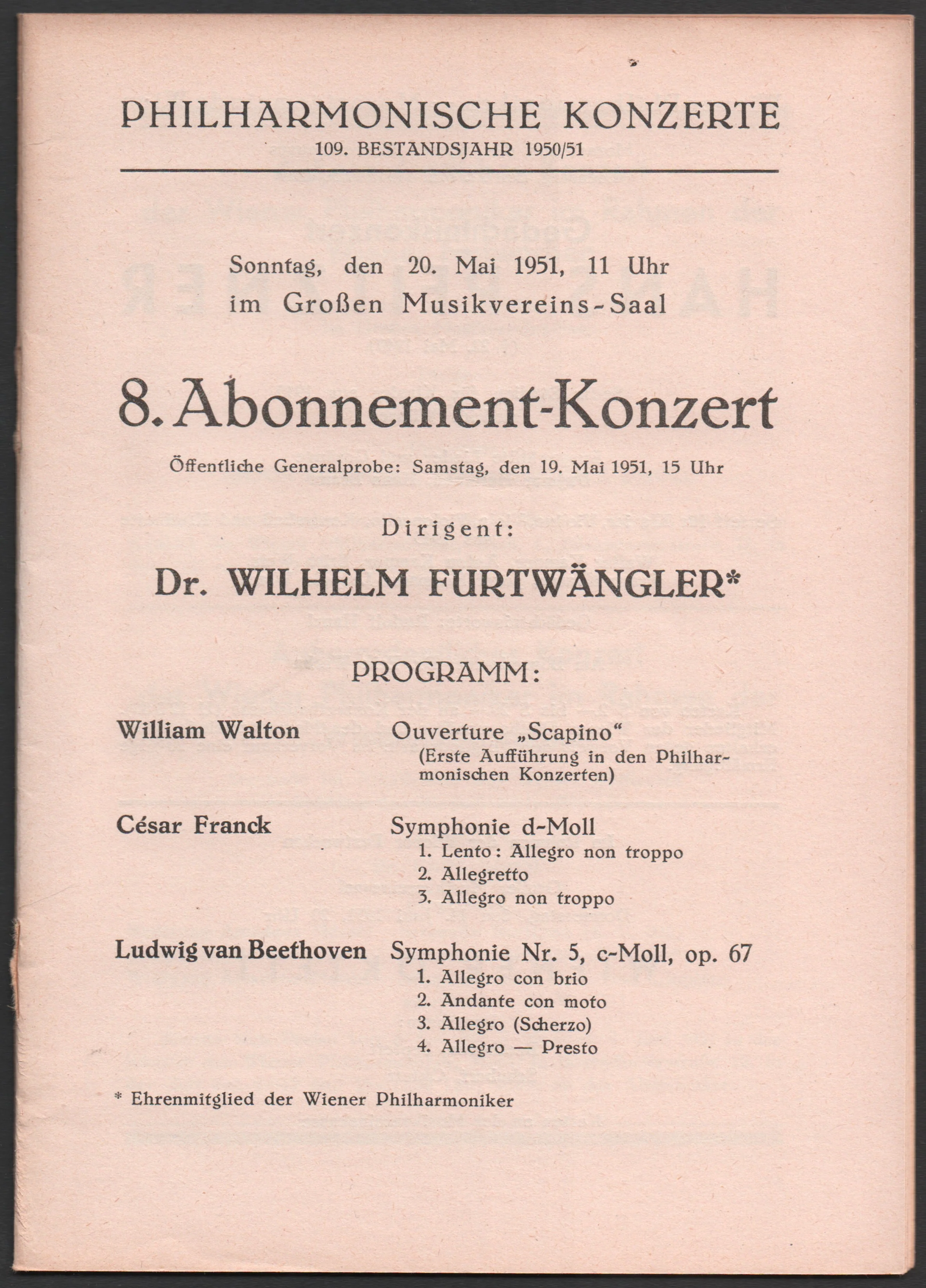 Furtwangler, Wilhelm - Concert Programs Vienna 1950-1952 - Image 12