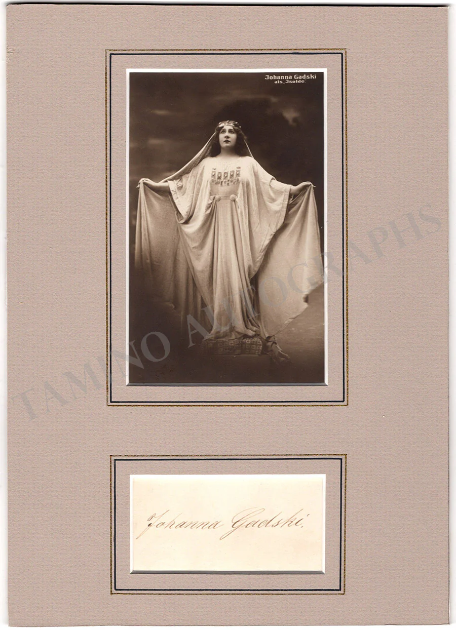Gadski, Johanna - Signature Cut Matted with Photograph as Isolde