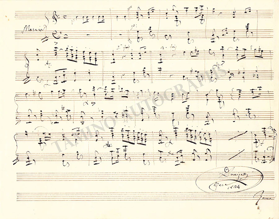 Donizetti, Gaetano - Autograph Music Quote Signed 1824