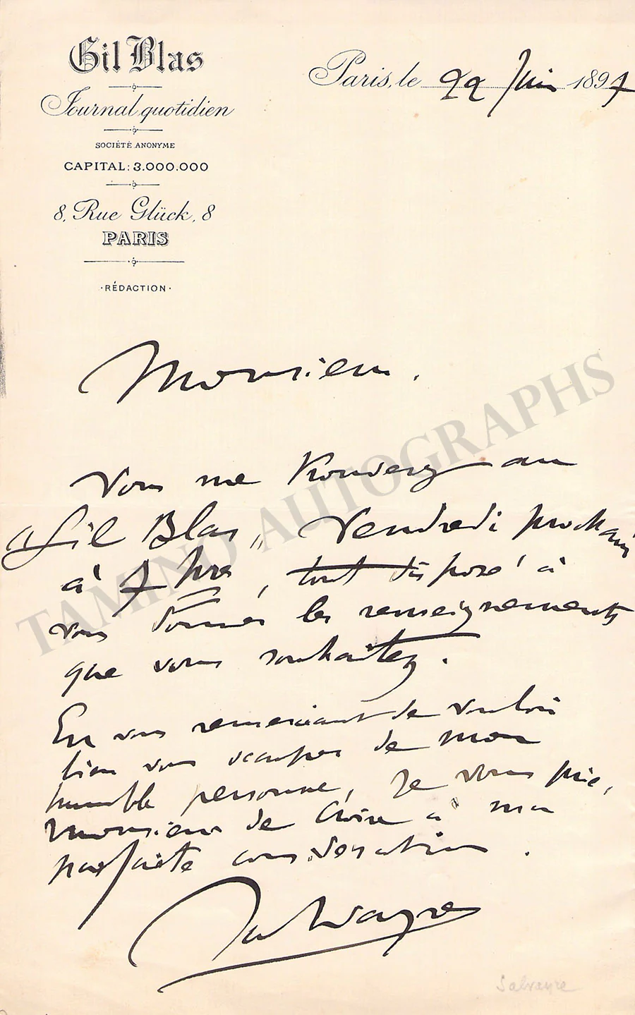 Salvayre, Gaston - Set of 2 Autograph Letters Signed - Image 2