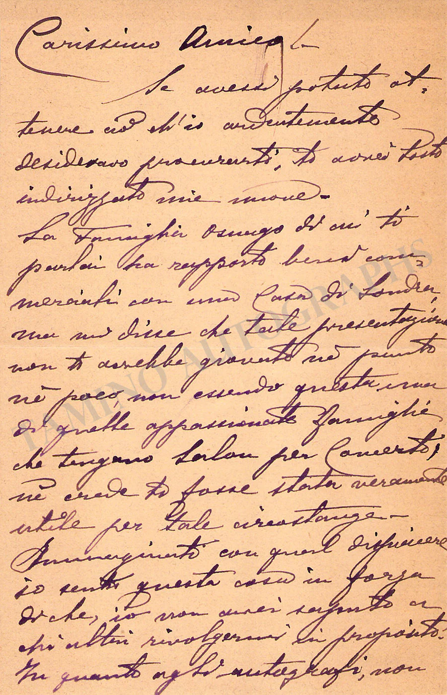 Coronaro, Gellio - Autograph Letter Signed 1890