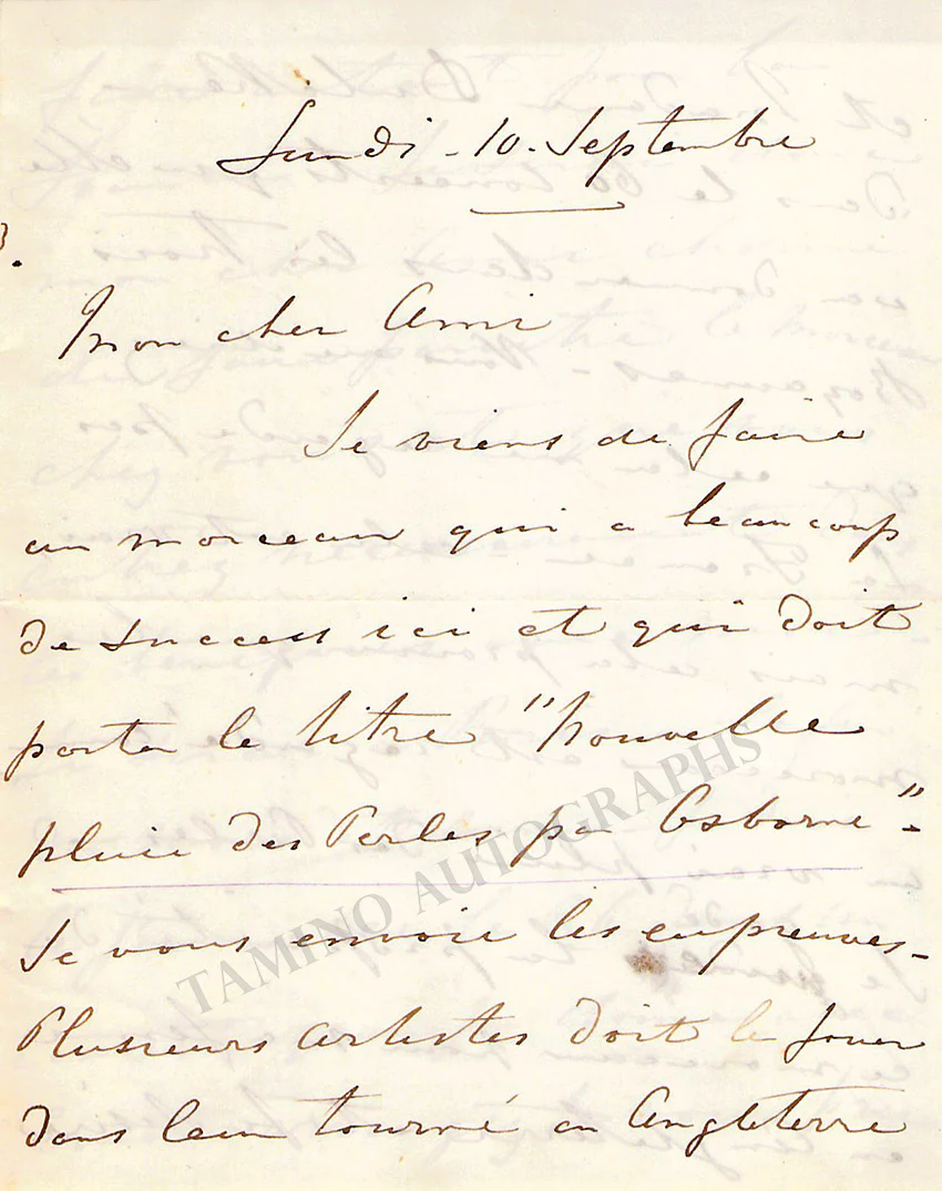 Osborne, George Alexander - Set of 5 Autograph Letters Signed