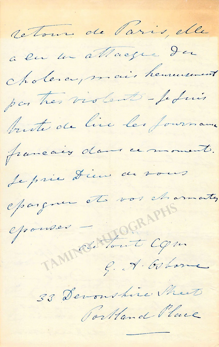 Osborne, George Alexander - Set of 5 Autograph Letters Signed - Image 10