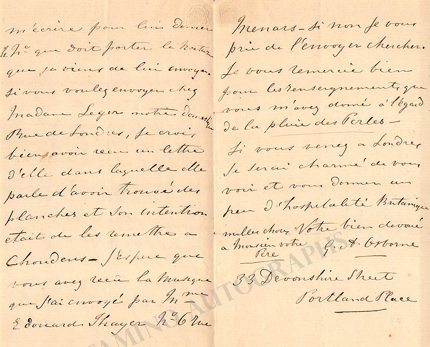 Osborne, George Alexander - Set of 5 Autograph Letters Signed - Image 12