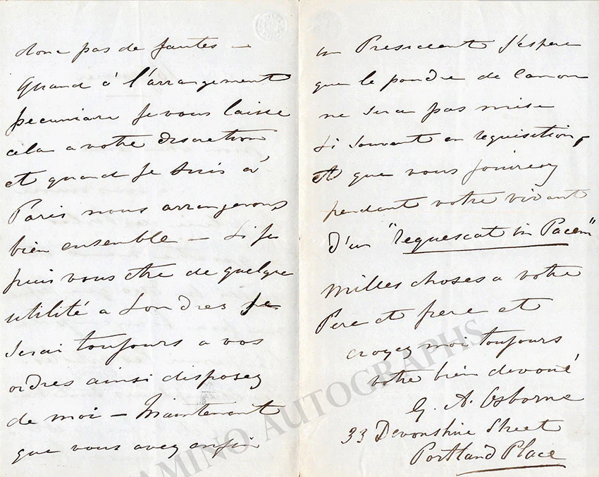 Osborne, George Alexander - Set of 5 Autograph Letters Signed - Image 5