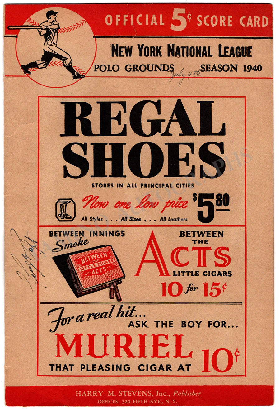 Raft, George - Signed Score Card