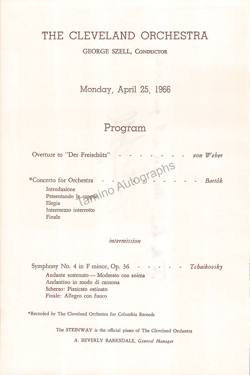 Szell, George - Signed Program Arizona 1966 - Image 2