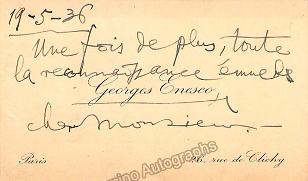 Enesco, Georges - Autograph Collection - Image 2
