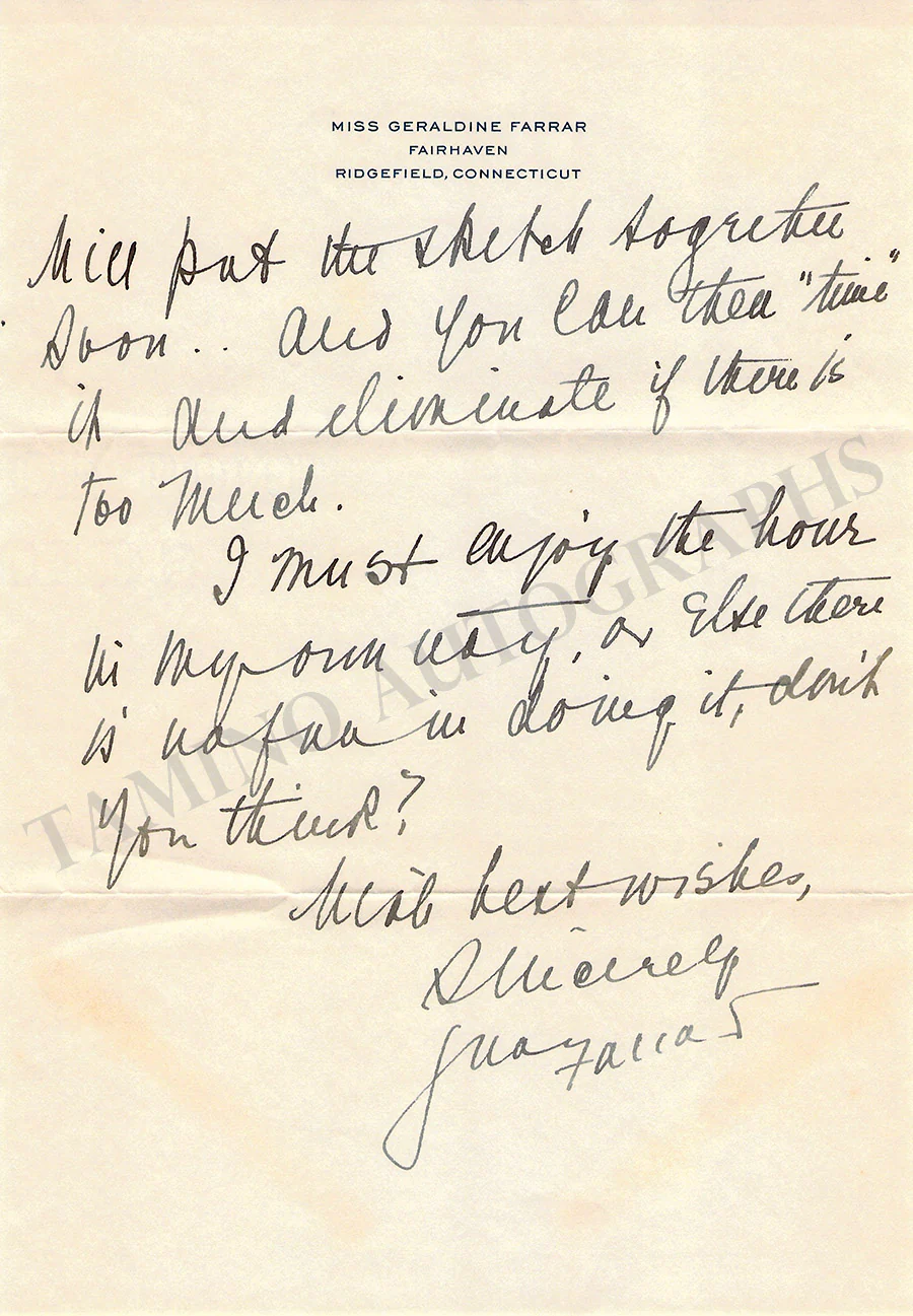 Farrar, Geraldine - Letter Archive 1938-1939 - Image 103