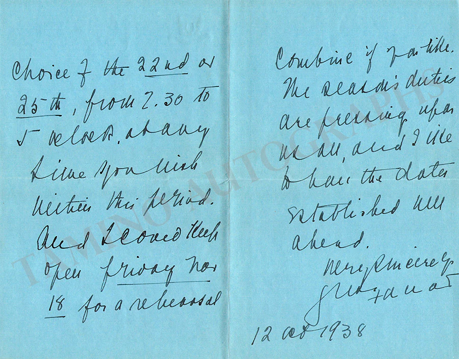 Farrar, Geraldine - Letter Archive 1938-1939 - Image 112