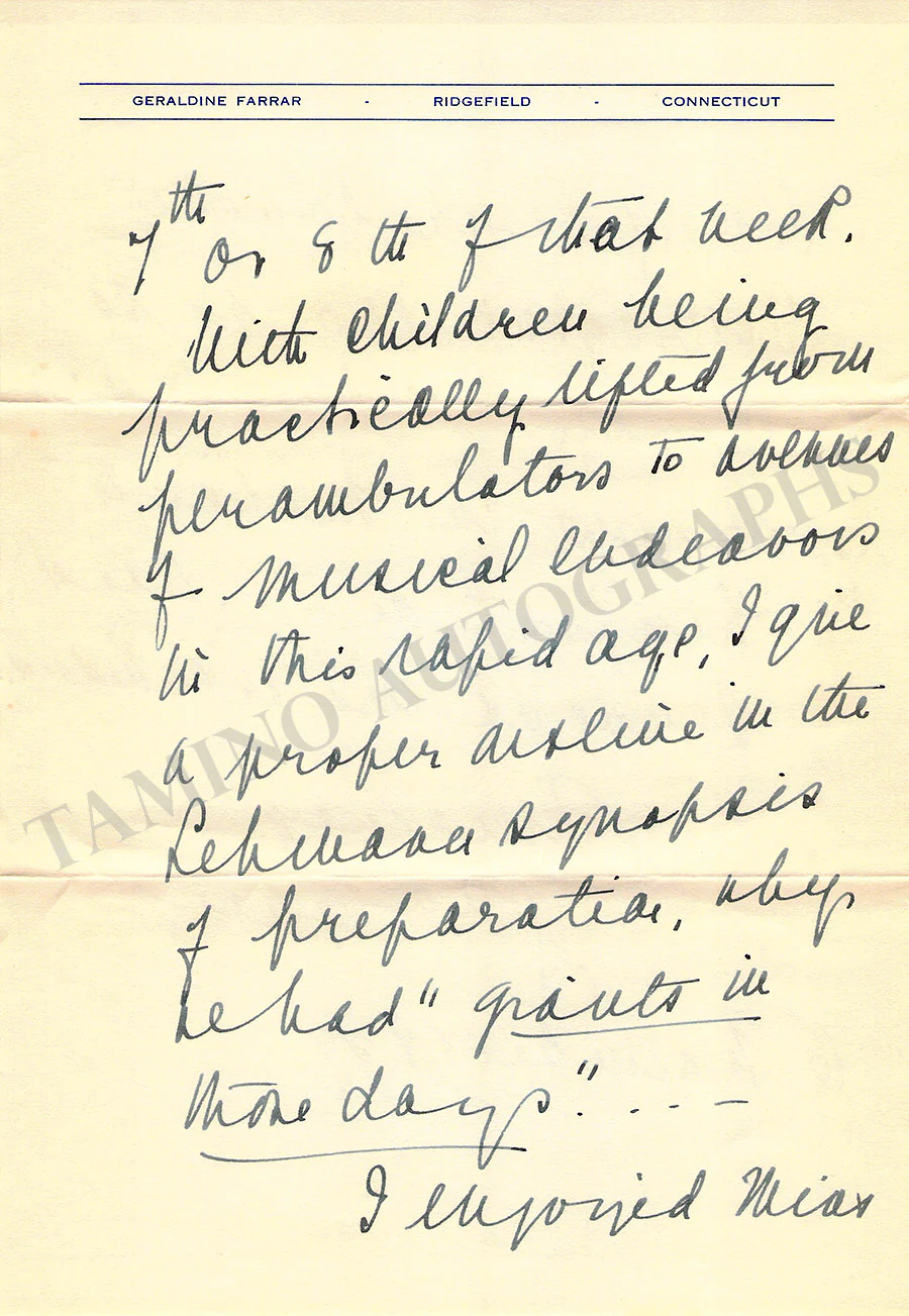 Farrar, Geraldine - Letter Archive 1938-1939 - Image 26