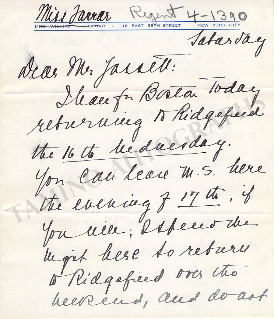 Farrar, Geraldine - Letter Archive 1938-1939 - Image 38