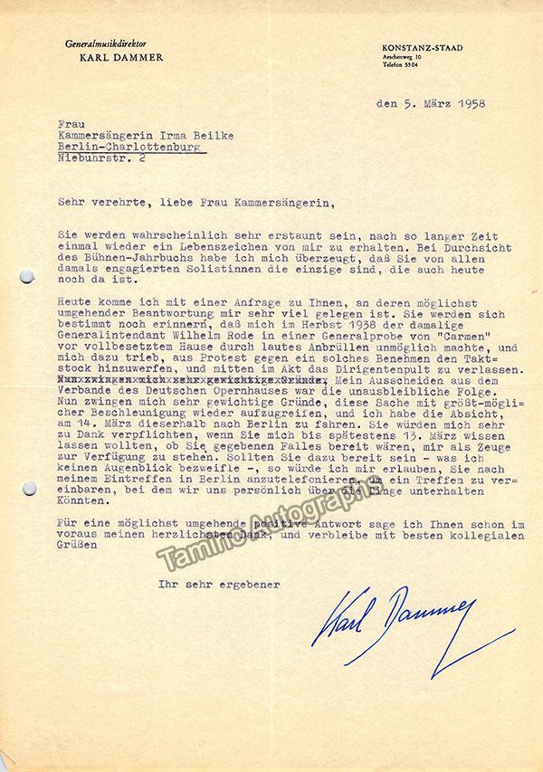 German Composers & Others - Set of Letters to Soprano Irma Beilke - Image 6