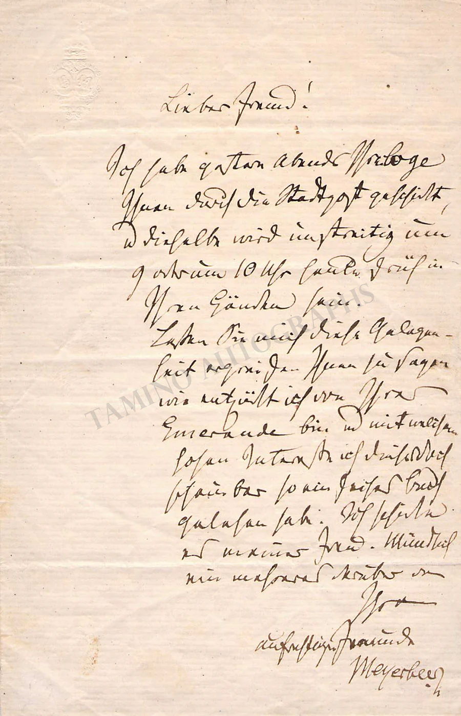 Meyerbeer, Giacomo - Autograph Manuscripts (Various Options) - Image 12