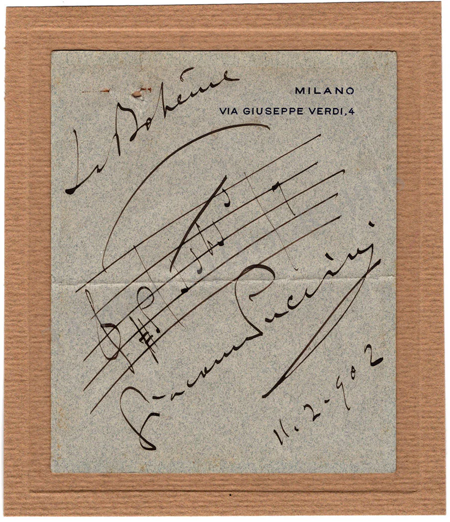 Puccini, Giacomo - Autograph Music Quote 1902