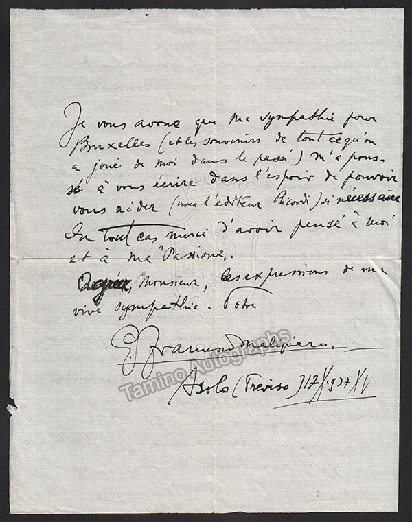 Malipiero, Gian Francesco - Autograph Manuscritps (Various Options) - Image 8