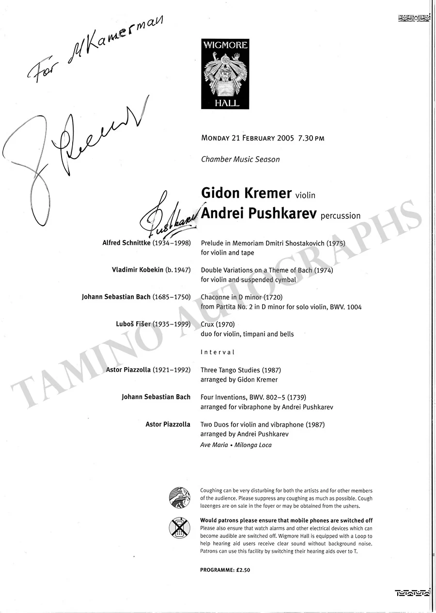 Kremer, Gidon - Signed Program London 2005