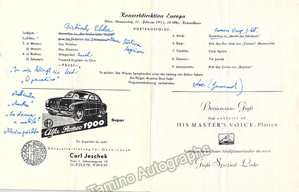 Gigli, Beniamino - Signed Program - Image 2