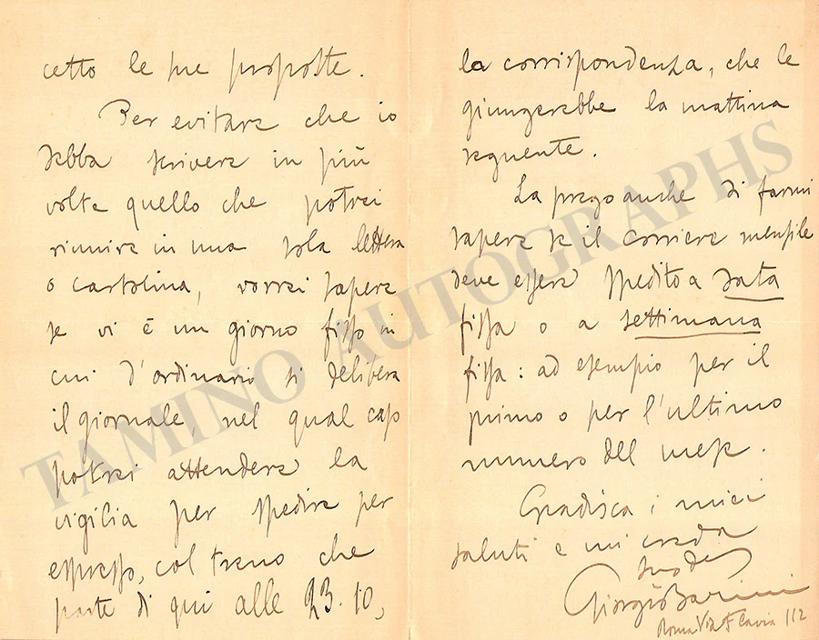 Barini, Giorgio - Set of 2 Autograph Letters Signed - Image 7