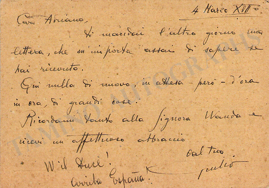 Confalonieri, Giulio - Set of 4 Autograph Letters Signed - Image 6