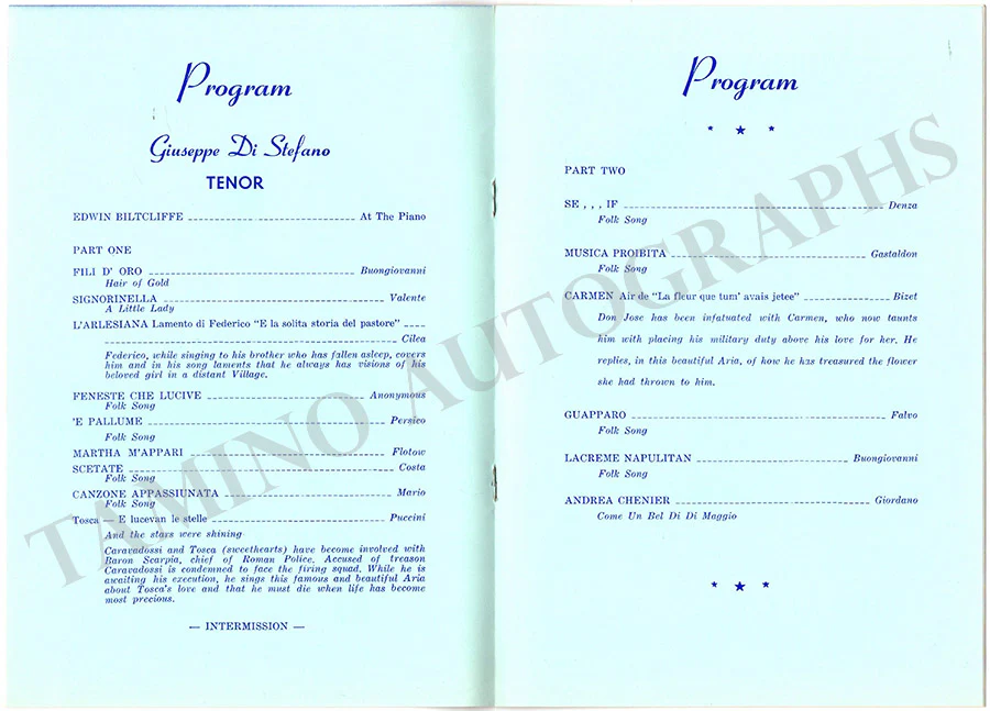 Di Stefano, Giuseppe - Signed Program Chicago 1964 - Image 2