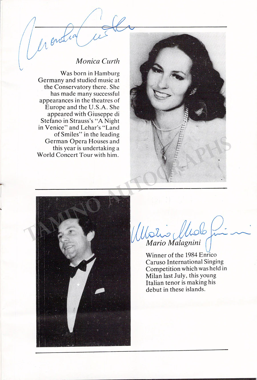 Di Stefano, Giuseppe - Curth, Monica & Others - Signed Program Naples 1985 - Image 2