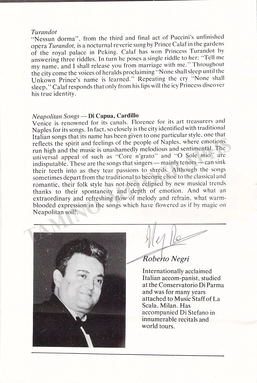 Di Stefano, Giuseppe - Curth, Monica & Others - Signed Program Naples 1985 - Image 3