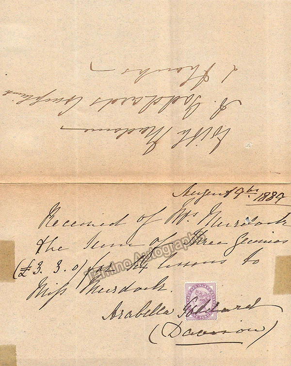 Goddard, Arabella - Autograph Note Signed 1889