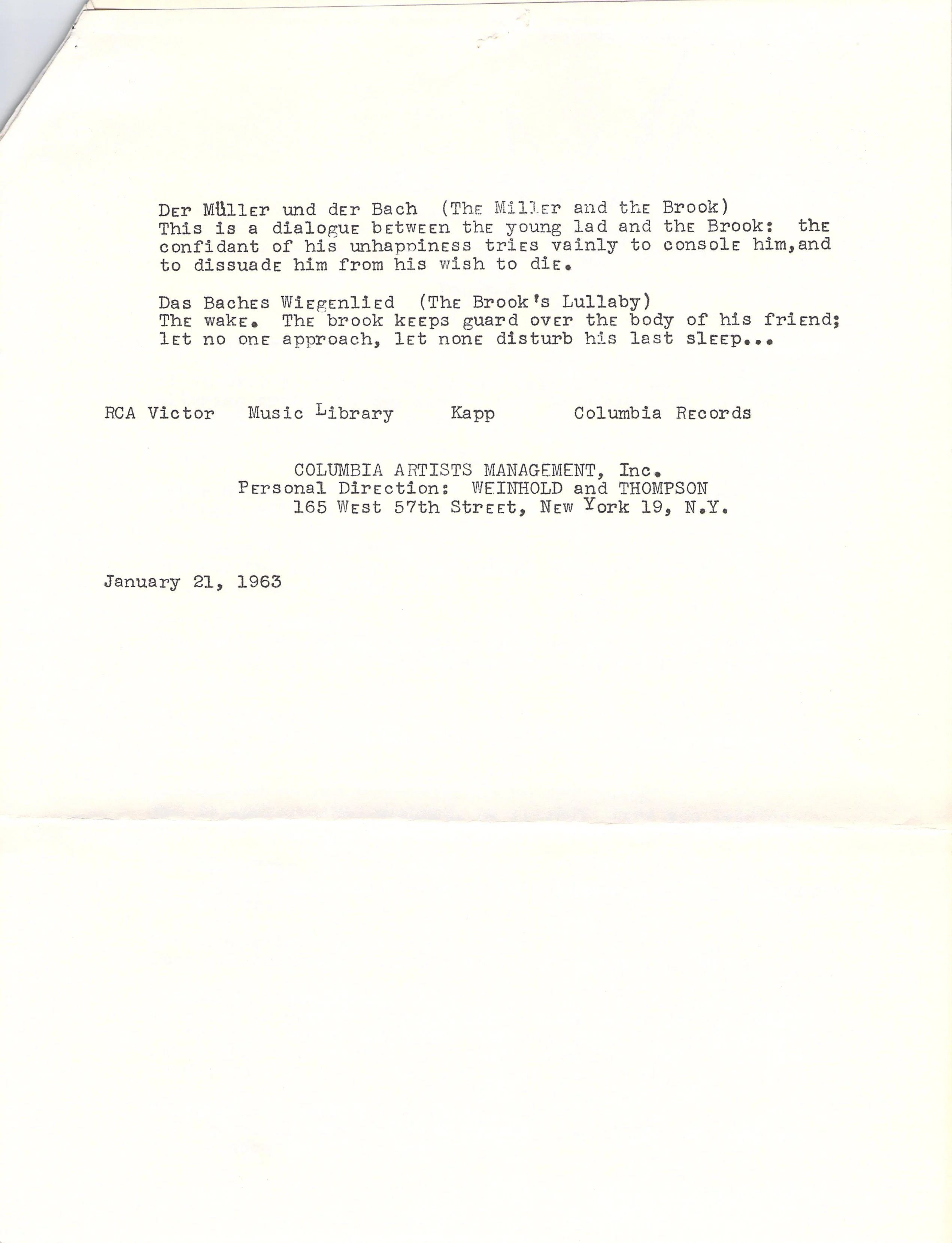Gramm, Donald - Signed Concert Program 1963 - Image 2