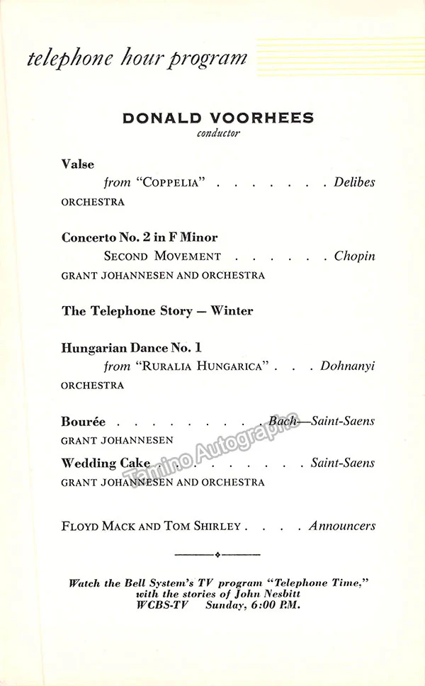 Johannesen, Grant - Signed Program 1957 - Image 2