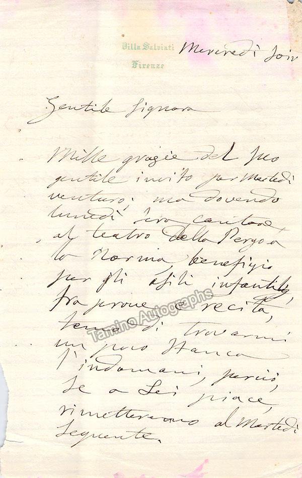 Grisi, Giulia - Autograph Letter Signed