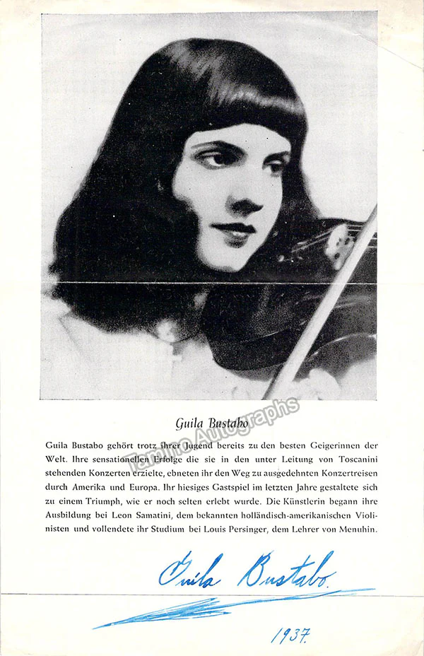 Bustabo, Guila - Signed Page from Program Vienna 1937