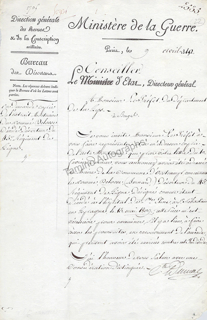 Dumas, Guillaume-Mathieu - Autograph Letter Signed & 2 Documents Signed - Image 5