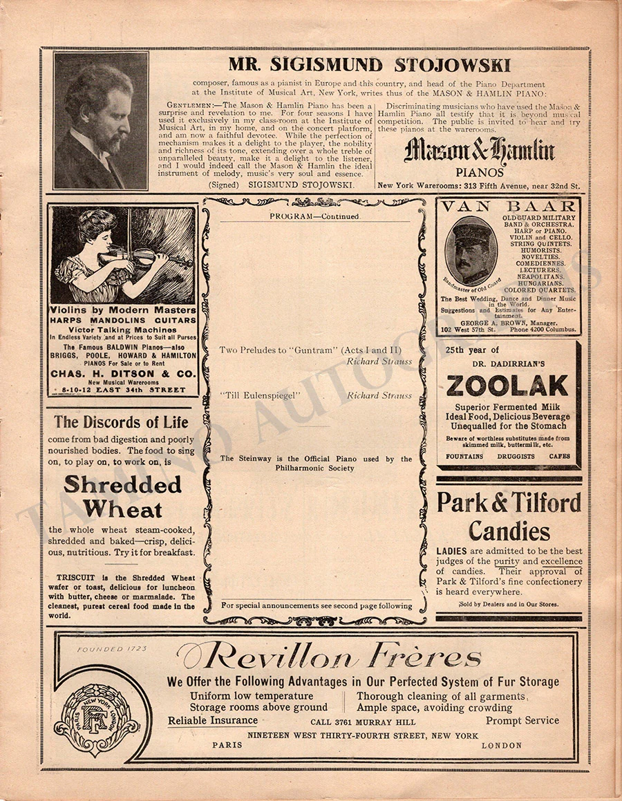Mahler, Gustav - Unsigned Concert Programs 1899-1910 (Various Options) - Image 15