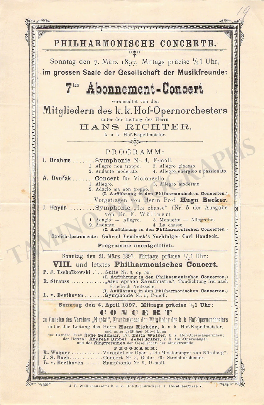 Richter, Hans - Set of 17 Concert Programs Vienna 1892-1898 - Image 13