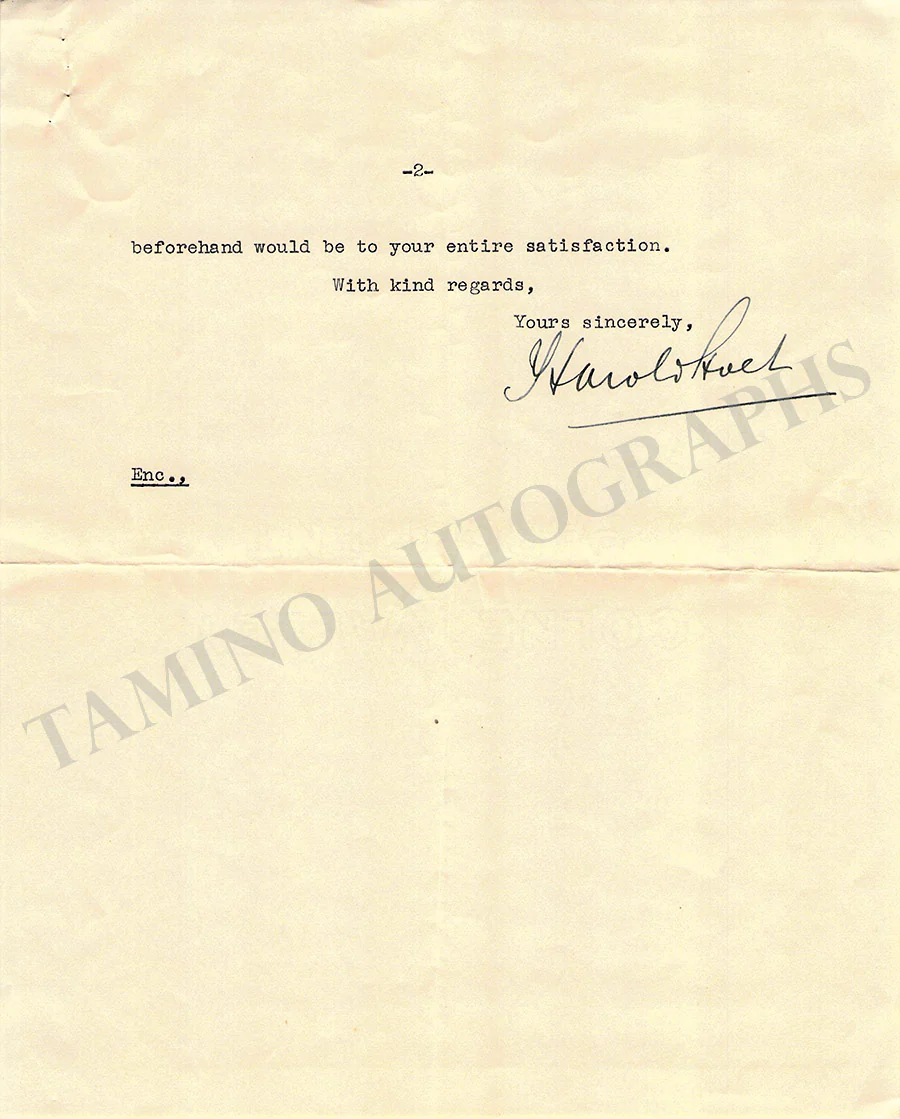 Holt, Harold - Typed Letter Signed 1934 to A. Toscanini - Image 2
