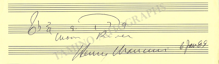 Mancini, Henry - Autograph Music Quote Signed 1989 "Moon River"