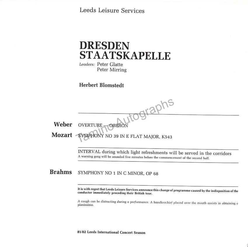 Blomstedt, Herbert - Signed Program Leeds 1981 - Image 3