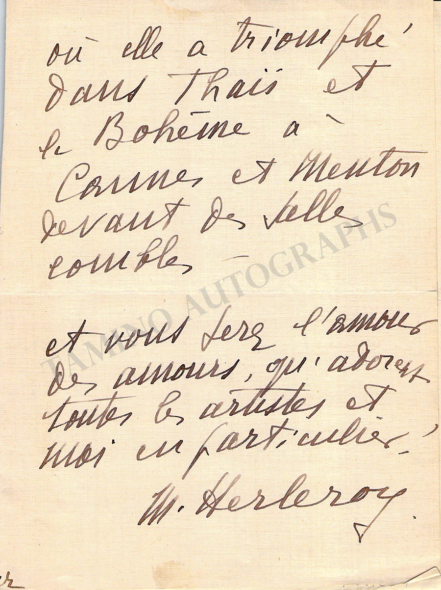 Herleroy, Marguerite - Autograph Letter Signed - Image 2