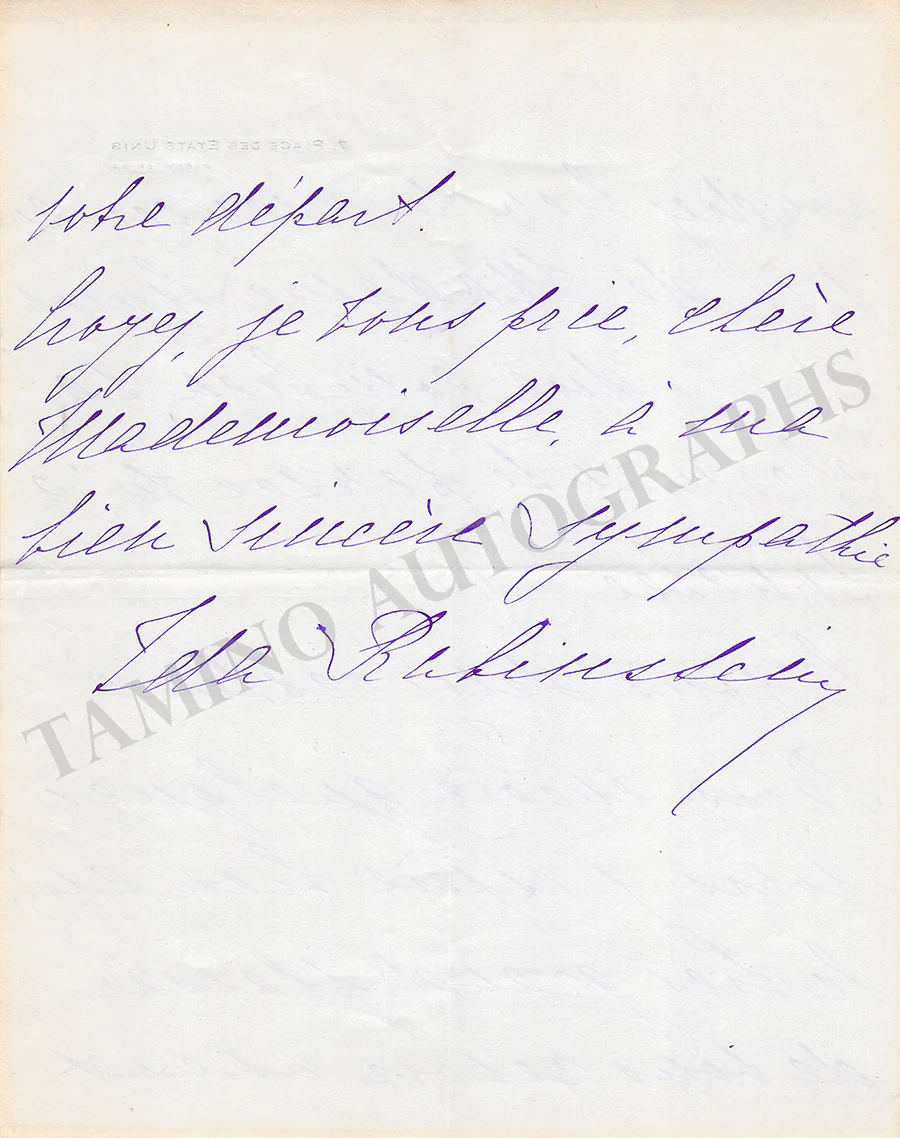 Rubinstein, Ida - Set of 5 Autograph Letters Signed - Image 13