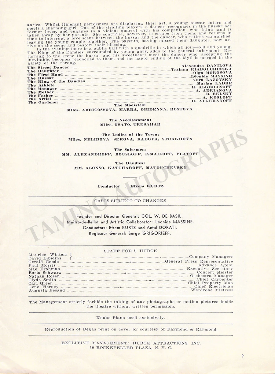 Baronova, Irina - Signed Program Metropolitan 1937 - Image 6