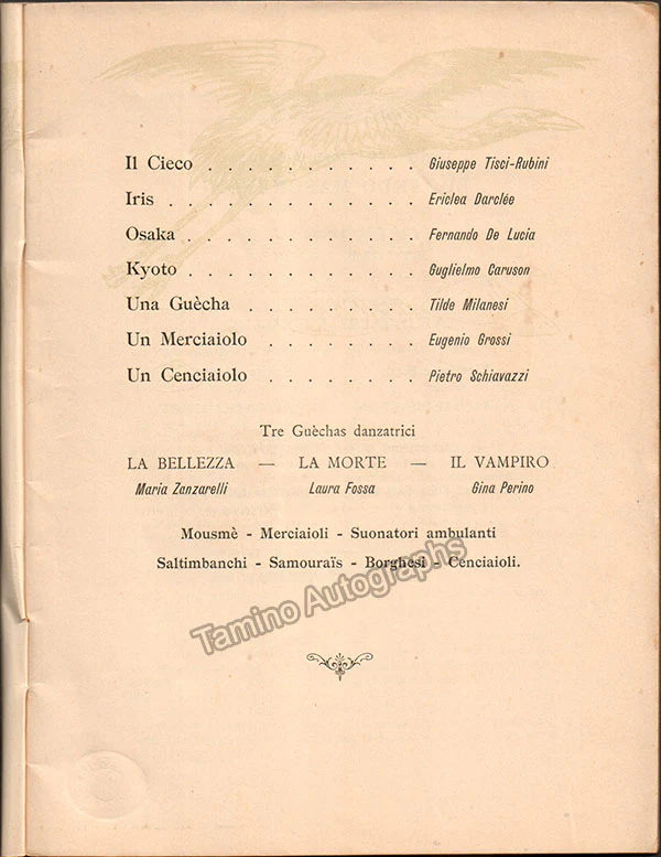 Iris - World Premiere Program with Libretto - Rome 1898 - Image 2